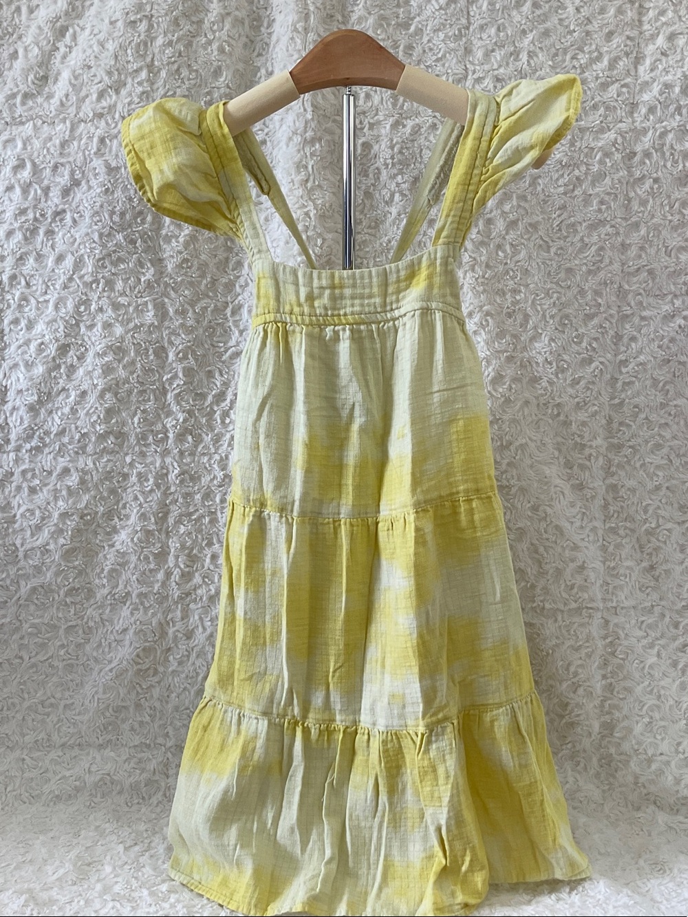 Cat & Jack Yellow Cotton Tiered Flutter-Sleeve Dress